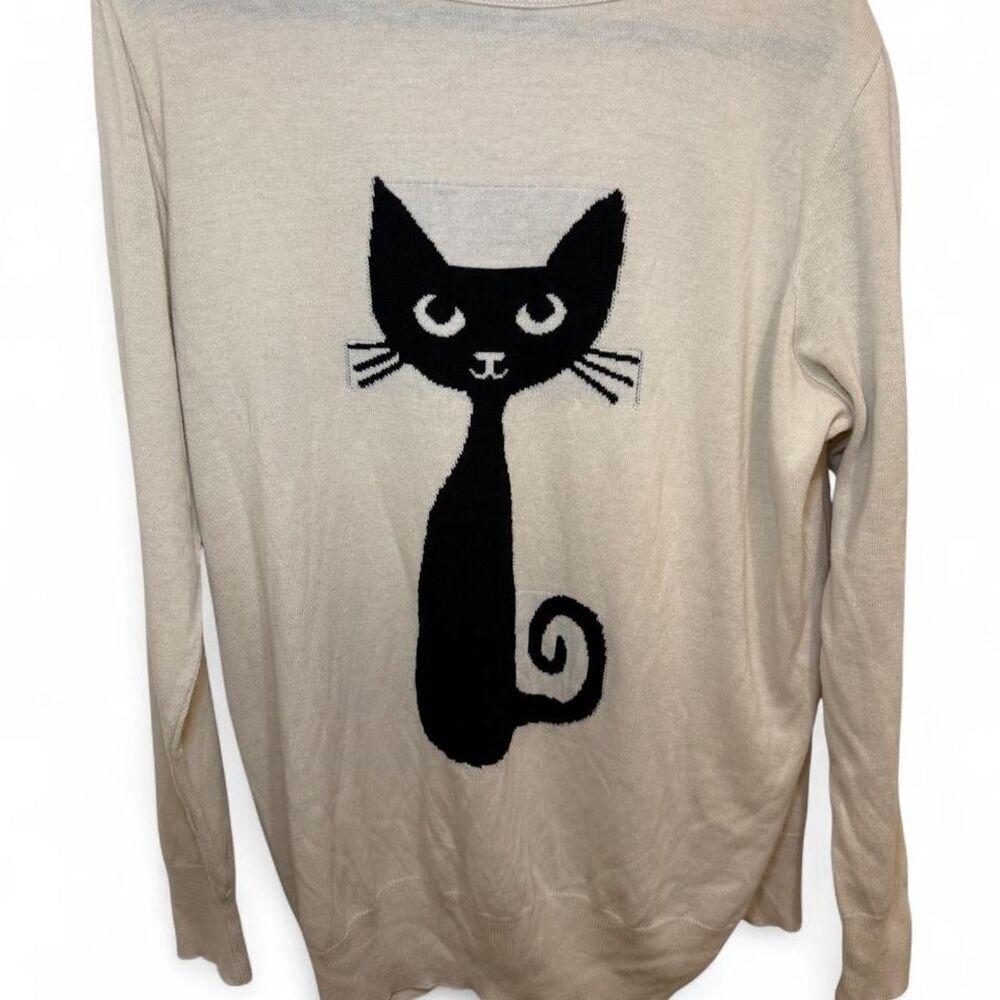 ASOS Curve Women's Cream & Black Unique Cat Halloween Graphic Jumper Sweater